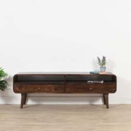 Franklin Dark Mango Wood Large TV Stand with 2 Drawers - thumbnail 2