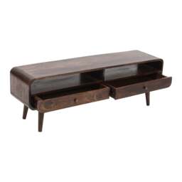 Franklin Dark Mango Wood Large TV Stand with 2 Drawers - thumbnail 6