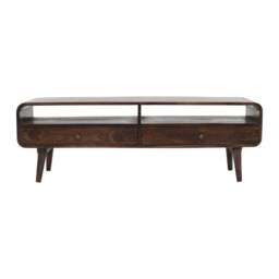 Franklin Dark Mango Wood Large TV Stand with 2 Drawers - thumbnail 4
