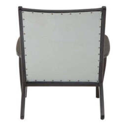 Kendari Grey Leather and Teak Wood Chair - thumbnail 4