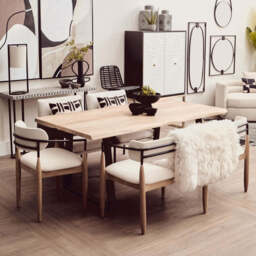 Natural Two-Tone Live Edge Mango Wood Dining Table with Black Metal Legs, Perdoba - thumbnail 3