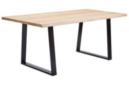 Natural Two-Tone Live Edge Mango Wood Dining Table with Black Metal Legs, Perdoba - thumbnail 4
