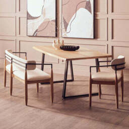 Natural Two-Tone Live Edge Mango Wood Dining Table with Black Metal Legs, Perdoba - thumbnail 5