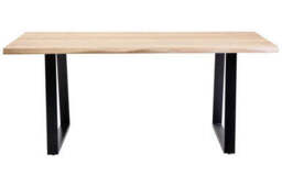 Natural Two-Tone Live Edge Mango Wood Dining Table with Black Metal Legs, Perdoba - thumbnail 2