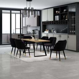 Milano Toga Extendable Dining Set - a Brown Extendable Dining Table & 6 Dining Chairs with Gold End Caps - thumbnail 2