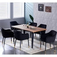 Verona Rocco LUX Dining Set - Black/ Gold / Set Of 6 / Oak