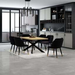 Milano Duke LUX Dining Set - a Oak Dining Table & 6 Dining Chairs with Gold End Caps - thumbnail 2