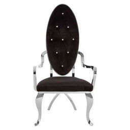 Novara Black Velvet Baroque Chair - thumbnail 2