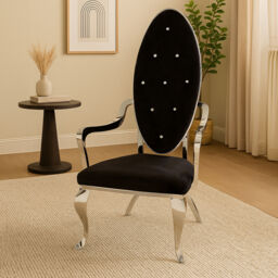 Novara Black Velvet Baroque Chair - thumbnail 1