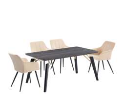 Camden Cosmo LUX Dining Set, a Table and Chairs Set of 4, Black/Dark Grey - cream