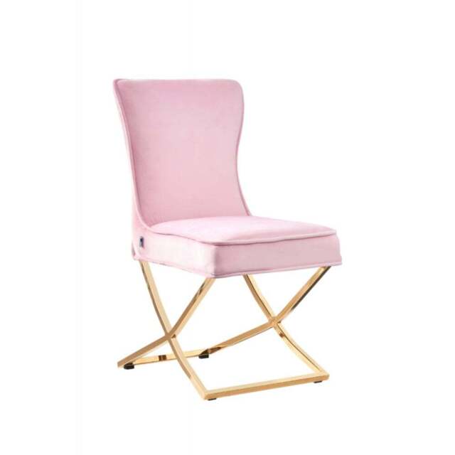 Trafalgar Velvet Dining Chair - Light Pink / Single