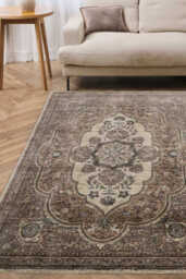 Raja Medallion Vintage Rug – Brown Heritage Elegance - thumbnail 4