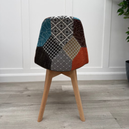 Patchwork Fabric Chair with Wooden Legs - Multicoloured - thumbnail 4