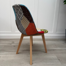 Patchwork Fabric Chair with Wooden Legs - Multicoloured - thumbnail 6