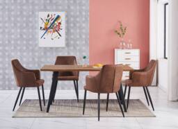 Zarah Rocco Dining Set with Oak Table and 4 Dining Chairs - thumbnail 2