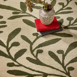 Cream Wool Rug Floral Design - thumbnail 2