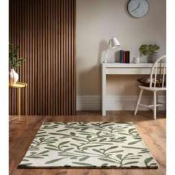 Cream Wool Rug Floral Design - thumbnail 5