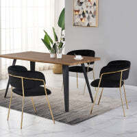 Atarah Rocco LUX 5PCs Dining Set includes an Oak Dining Table and Set of 4 Black Dining Chairs - thumbnail 3