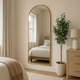 Akiko - Full Length Gold Metal Arched Mirror - 160cm x 60cm - thumbnail 2