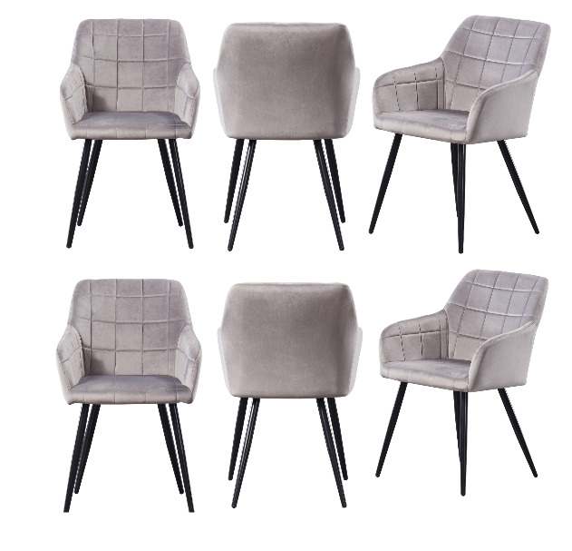 Camden Velvet Dining Chair - Light Grey / Set of 6