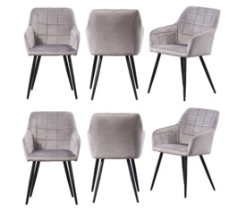 Camden Velvet Dining Chair - Light Grey / Set of 6