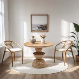 Merlin Mango Wood Round Dining Table - thumbnail 1