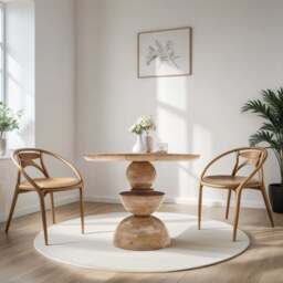 Merlin Mango Wood Round Dining Table - thumbnail 3