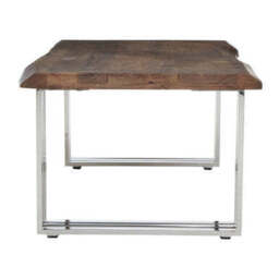 Natural Wood Top Coffee Table with Silver Stainless Steel Looped Base, Hampstead - thumbnail 5