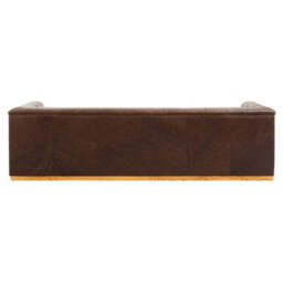 King Dark Brown Leather Button Tufted 3 Seater Modern Chesterfield Sofa with Oak Wood Base - thumbnail 6