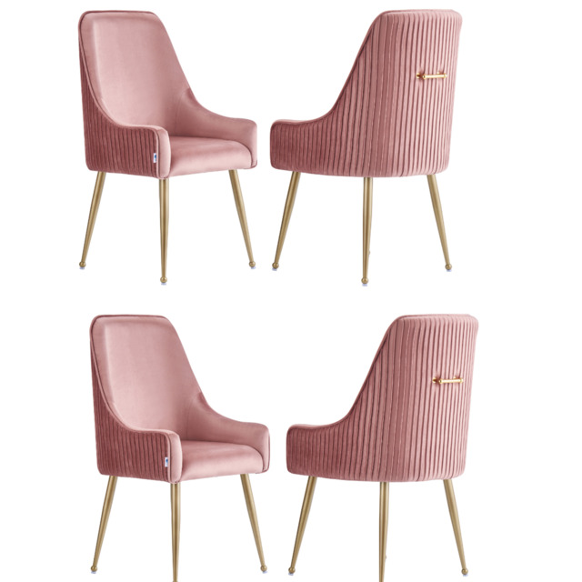 Soho LUX Velvet Dining Chair - Pink / Set of 4