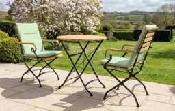 Sicily 2 Seater Teak and Wrought Iron Round 70cm Garden Dining Set - Apple Green