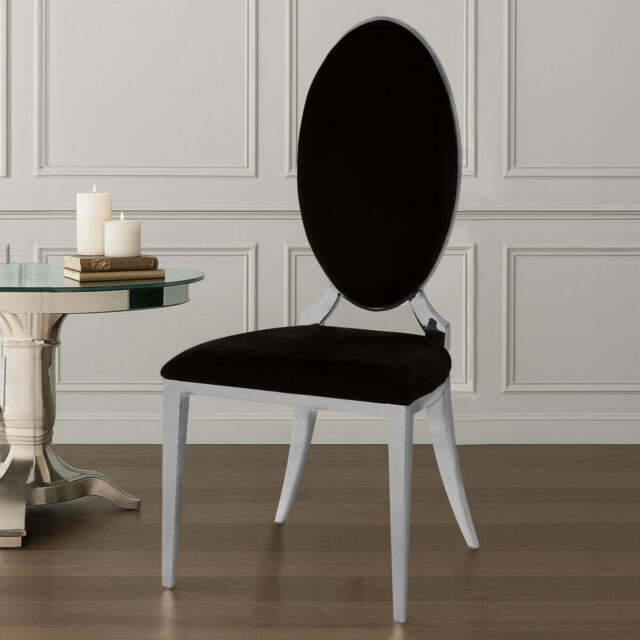 Eliza Black Velvet Dining Chair with Silver Finish Frame - image 1