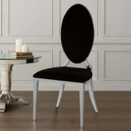 Eliza Black Velvet Dining Chair with Silver Finish Frame - thumbnail 1