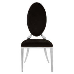 Eliza Black Velvet Dining Chair with Silver Finish Frame - thumbnail 2