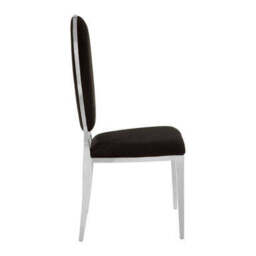 Eliza Black Velvet Dining Chair with Silver Finish Frame - thumbnail 4