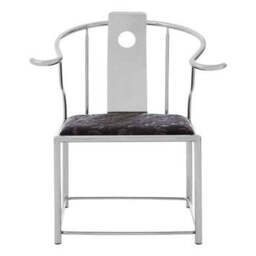 Yasmin Black Velvet And Steel Chair - thumbnail 1