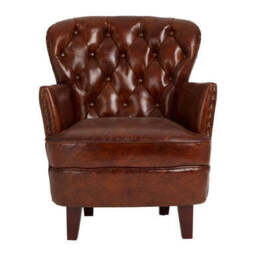 Victor Brown Leather Button Tufted Armchair - thumbnail 2