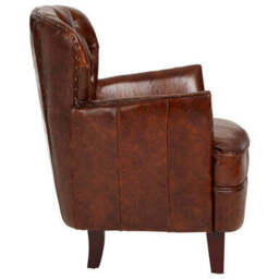 Victor Brown Leather Button Tufted Armchair - thumbnail 5