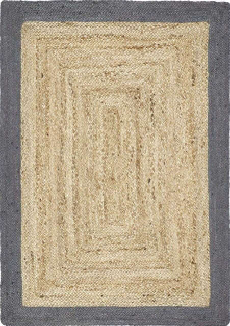 Bordered Grey Jute Rug - 80X150 cm
