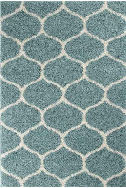 Moroccan Duck Egg Blue Shaggy Rug - 650 - image 1
