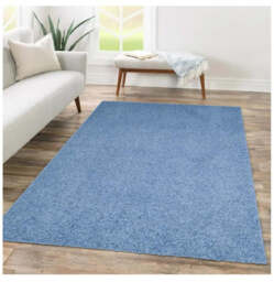 Fiji Sky Blue Washable Solid Shaggy Rug - thumbnail 3