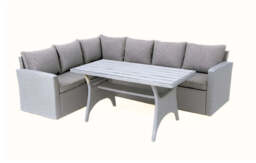 Stockholm 6 Seater Grey Rattan Garden Corner Dining Set - thumbnail 2