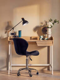 Franki Black Velvet Quilted Home Office Chair - thumbnail 3