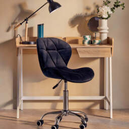 Franki Black Velvet Quilted Home Office Chair - thumbnail 1