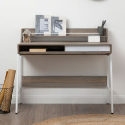 Light Oak Veneer Effect One Drawer Desk - Bradbury