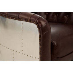 Victor Brown Leather Button Tufted Tub Chair - thumbnail 6