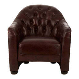 Victor Brown Leather Button Tufted Tub Chair - thumbnail 2