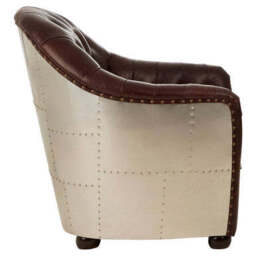 Victor Brown Leather Button Tufted Tub Chair - thumbnail 4