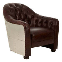 Victor Brown Leather Button Tufted Tub Chair - thumbnail 3