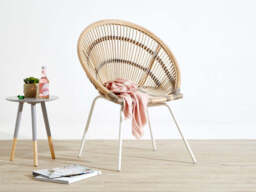 White Washed Natural Rattan Chair - Lagom - thumbnail 3